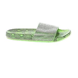 Green Snake Print Slides With Rhinestones
